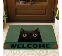 Tapete para puerta de gato, moderno y moderno, color verde, otoño, negro, antideslizante, atrapasuciedades, para casa, oficina, exterior, interior, entrada, decoración, 73 x 43 cm
