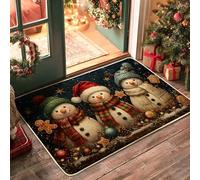 Tapete para puerta de muñeco de nieve, adorno festivo de pan de jengibre de Navidad, rojo, antideslizante, atrapasuciedad, debajo del felpudo para entrada, porche, baño, oficina, 29 x 17 pulgadas