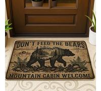 Tapete para puerta de oso, rústico de pino natural, río otoño, marrón, antideslizante, atrapasuciedad, tapete decorativo para casa, oficina, exterior, interior, entrada, decoración, 73 x 43 cm