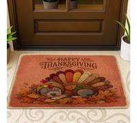 Tapete para puerta de otoño y Acción de Gracias, diseño de perro Pitbull negro, 29 x 17 pulgadas, tapete ultrafino para exteriores, diseño de pavo divertido de otoño, para patio