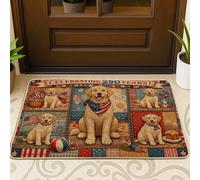 Tapete para puerta de perro, diseño de bola de bandera tradicional de verano, lavable, de perfil bajo, para casa, oficina, exterior, interior, entrada, decoración, 73 x 43 cm