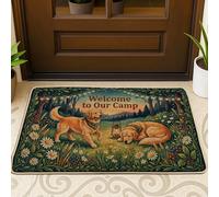 Tapete para puerta de perro, diseño de flores de campamento de naturaleza, color verde, antideslizante, atrapasuciedad, para casa, oficina, exterior, interior, entrada, decoración, 73 x 43 cm