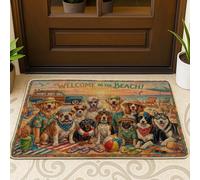 Tapete para puerta de perro, diseño de gafas de sol de playa, color amarillo brillante, antideslizante, para el suelo, casa, oficina, exterior, interior, entrada, decoración, 73 x 43 cm