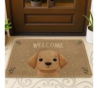 Tapete para puerta de perro, diseño de hojas de bienvenida, color marrón, antideslizante, atrapasuciedad, para casa, oficina, exterior, interior, entrada, decoración, 73 x 43 cm