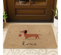 Tapete para puerta de perro, diseño de lunares, color marrón, lavable, perfil bajo, para casa, oficina, exterior, interior, entrada, decoración, 73 x 43 cm