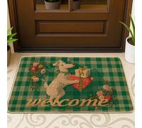 Tapete para puerta de perro, diseño rústico de granja, regalo de bienvenida, goma verde, antideslizante, decoración del hogar para entrada, porche al aire libre, balcón, 29 x 17 pulgadas