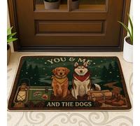 Tapete para puerta de perro, diseño rústico de piñas, color verde otoño, lavable, de perfil bajo, para casa, oficina, exterior, interior, entrada, decoración, 73 x 43 cm