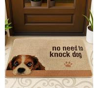 Tapete para puerta de perro, informal, con texto en forma de pata, color marrón, lavable, de perfil bajo, decoración al aire libre para puerta delantera, entrada, patio, 73 x 43 cm