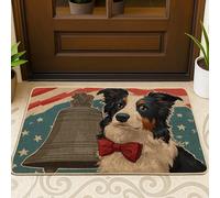 Tapete para puerta de perro, patriótico rústico, con pajarita, día de la independencia, lavable, de perfil bajo, para decoración de entrada, porche, baño, oficina, 29 x 17 pulgadas