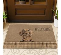 Tapete para puerta de perro, rústico, tradicional, a cuadros, ninguno marrón, antideslizante, atrapasuciedad, para casa, oficina, exterior, interior, entrada, decoración, 73 x 43 cm