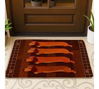Tapete para puerta de perro salchicha, diseño de pata de madera, color marrón, lavable, de perfil bajo, para decoración del hogar, entrada, porche al aire libre, balcón, 29 x 17 pulgadas