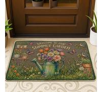 Tapete para puerta de riego, diseño de mariposas, diseño de jardín de verano, de goma, color verde, antideslizante, debajo del felpudo para decoración del hogar, para entrada, al aire última