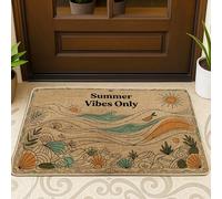 Tapete para puerta de sol, diseño de ondas bohemias de verano, de goma, color café, antideslizante, para decoración del hogar, para entrada, porche, balcón, 29 x 17 pulgadas