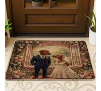 Tapete para puerta delantera con diseño de perro rodesiano Ridgeback, color negro, 29 x 17 pulgadas, para ceremonia de matrimonio, romántico, lavable, para parejas pequeñas, patio, garaje, zapatos