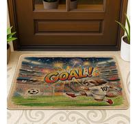 Tapete para puerta delantera de perro Shih Tzu de fútbol 2026, color negro, 29 x 17 pulgadas, tapete antideslizante para exteriores, con estampado deportivo pequeño, para patio, garaje, zapatos fuera