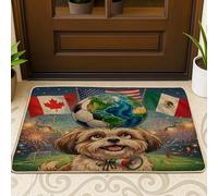 Tapete para puerta delantera de perro Shih Tzu de fútbol 2026, color negro, 29 x 17 pulgadas, tapete lavable para exteriores, para patio, garaje, zapatos fuera de la puerta