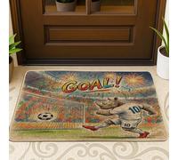 Tapete para puerta delantera de rinoceronte negro para temporada de fútbol 2026, 29 x 17 pulgadas, tapete antideslizante para exteriores, con estampado deportivo pequeño, para patio, garaje, zapatos