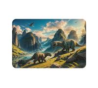 Tapete para puerta delantera, interior y exterior, tapete para puerta delantera, diseño de dinosaurio, río valle, fácil de limpiar, 40,6 x 61 cm, para todas las estaciones, entrada al aire libre