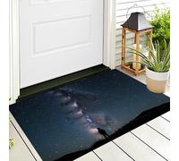 Tapete para Puerta Delantera para Interiores Y Exteriores,Negro Estrellas del Cielo Nocturno Paisaje De La Vía Láctea Todas Las Estaciones,Entrada Al Aire Libre Patio,60X90Cm