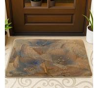 Tapete para puerta exterior con diseño de flores de campanilla azul de primavera, color negro, 73 x 43 cm, estilo 3D, diseño floral, antideslizante, pequeño y moderno, para patio, garaje, zapatos