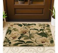 Tapete para puerta exterior con diseño de orquídeas de primavera, color negro, 29 x 17 pulgadas, antideslizante, diseño de flores silvestres vintage para exteriores, con estampado estético pequeño