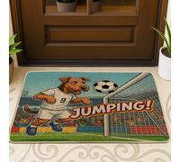 Tapete para puerta exterior con diseño de perro Airedale Terrier de fútbol 2026, 29 x 17 pulgadas, tapete ultrafino para exteriores, estampado deportivo pequeño, para patio