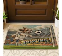 Tapete para puerta exterior con diseño de perro Shih Tzu de fútbol 2026, color negro, 29 x 17 pulgadas, tapete ultrafino para exteriores, con estampado deportivo pequeño, para patio