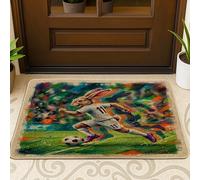 Tapete para puerta exterior de 2026 con diseño de conejo, conejo, color negro, 29 x 17 pulgadas, para el día del partido, animal regate y pasado, tapete ultrafino para exteriores, estampado deportivo