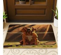 Tapete para puerta interior y exterior con diseño de perro sabueso de sangre, 29 x 17 pulgadas, tapete antideslizante para exteriores con diseño de perro sabueso de tenis, para patio, garaje, zapatos