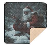 Tapete plegable de Santa en safari nevado con pistola, tapete de juego para actividades de bebé para piso, tapete portátil para recién nacidos, bebés y niños pequeños, 50 x 50 pulgadas