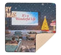 Tapete plegable para gimnasio y actividades con temática navideña de Estados Unidos, para el suelo, cómodo tapete para el tiempo de barriga para bebés, niños pequeños, 50 x 50 pulgadas