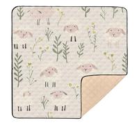 Tapete plegable para gimnasio y actividades para el suelo con diseño floral de ovejas, tapete de juego cómodo y acolchado para bebés pequeños, 50 x 50 pulgadas