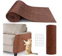 Tapete protector de muebles para gatos de 78.7 x 15.8 pulgadas, cubierta de torre para gatos y almohadillas de repuesto, alfombrilla recortable autoadhesiva marrón