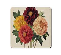 Tapete protector floral para lavadora y secadora, diseño vintage de flores de dalia, fundas de lavandería, de goma, antideslizante, impermeable, para lavadora y secadora, 24 x 24 pulgadas