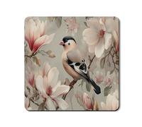 Tapete protector floral para lavadora y secadora, elegante diseño de pájaros y flores, de goma inspirada en primavera, antideslizante, impermeable, para lavadora, secadora, 24 x 24 pulgadas