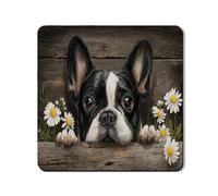 Tapete protector superior para lavadora y secadora de perros franceses, diseño rústico de perro, cubierta superior de lavadora, goma floral, antideslizante, impermeable, para lavadora, 24 x 24