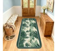 Tapete rectangular con diseño de palmeras, montañas tropicales, naturaleza, cactus, verano, verde, antideslizante, no se desprende, para cocina, entrada, mesita de noche, lavandería, decoración, 2 x 3