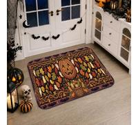 Tapete rectangular de calabazas con diseño de hojas de otoño, para Halloween, color naranja, de pelo bajo, no se desprende, para cocina, entrada, lavandería, mesita de noche, 2 x 3 pies