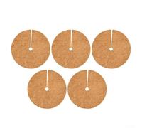 Tapete redondo de fibra de coco para plantas en maceta, barrera natural, retención de humedad, centro ajustable, se adapta a varios diámetros de tallo, 5 piezas de diámetro (23 cm)