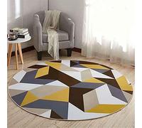 Tapete Redondo Felpudos Alfombra, Morbuy Estilo Nórdico Alfombras Piso Moqueta Poliéster Dormitorio Sala de Estar Juego Mats Pad para Habitación Decorativo (Geometría Gris Amarillo,120cm)