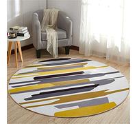 Tapete Redondo Felpudos Alfombra, Morbuy Estilo Nórdico Alfombras Piso Moqueta Poliéster Dormitorio Sala de Estar Juego Mats Pad para Habitación Decorativo (Graffiti Gris Amarillo,120cm)