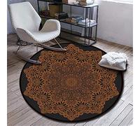 Tapete Redondo Felpudos Alfombra, Morbuy Impresión de Mandala Alfombras Piso Moqueta Poliéster Dormitorio Sala de Estar Juego Mats Pad para Habitación Decorativo (Café marrón,80cm)