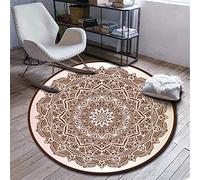Tapete Redondo Felpudos Alfombra, Morbuy Impresión de Mandala Alfombras Piso Moqueta Poliéster Dormitorio Sala de Estar Juego Mats Pad para Habitación Decorativo (Mandala marrón,100cm)