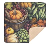 Tapete rústico de otoño para el día de Acción de Gracias, cosecha, festival, grande, resistente, para gimnasio y actividades para el suelo, sala de juegos, tapete de actividades portátil para bebés y