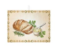 Tapete rústico de secado de platos de pan para encimera de cocina, tapete escurridor de platos absorbente de panadería vintage, tapete escurridor de platos de microfibra para decoración de encimera de