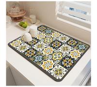 Tapete Secaplatos para Encimera Cocina, Absorbente Antideslizante para Bar Café con Respaldo Goma, Almohadilla Drenaje Secado Rápido para Platos y Máquina de Café (H,40x60cm)