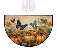 Tapete semicircular para puerta de 60 x 90 cm, antideslizante, lavable, tapete de cocina con diseño de mariposas, para interiores, entrada, cocina, baño, porche, al aire libre, patio