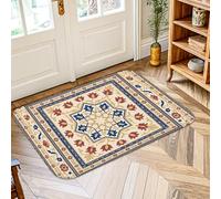 Tapete tradicional y elegante con diseño de estrellas florales, no rojo, antideslizante, suave, resistente a las manchas, para entrada, baño, cocina, puerta, decoración de 2 x 3 pies