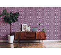 Tapete Vellón Con Geometrischer Muestra En Retro Estilo - Púrpura, Crema, Blanco