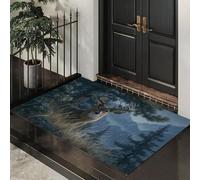 Tapete Verde Parduzco Pino Ciervo De Cola Blanca Puerta Felpudo De Entrada Exterior Atrapar Suciedad Alfombra Realismo Natural Para Interior Jardines Cocina Pasillo Trasera Delantera,80X120Cm